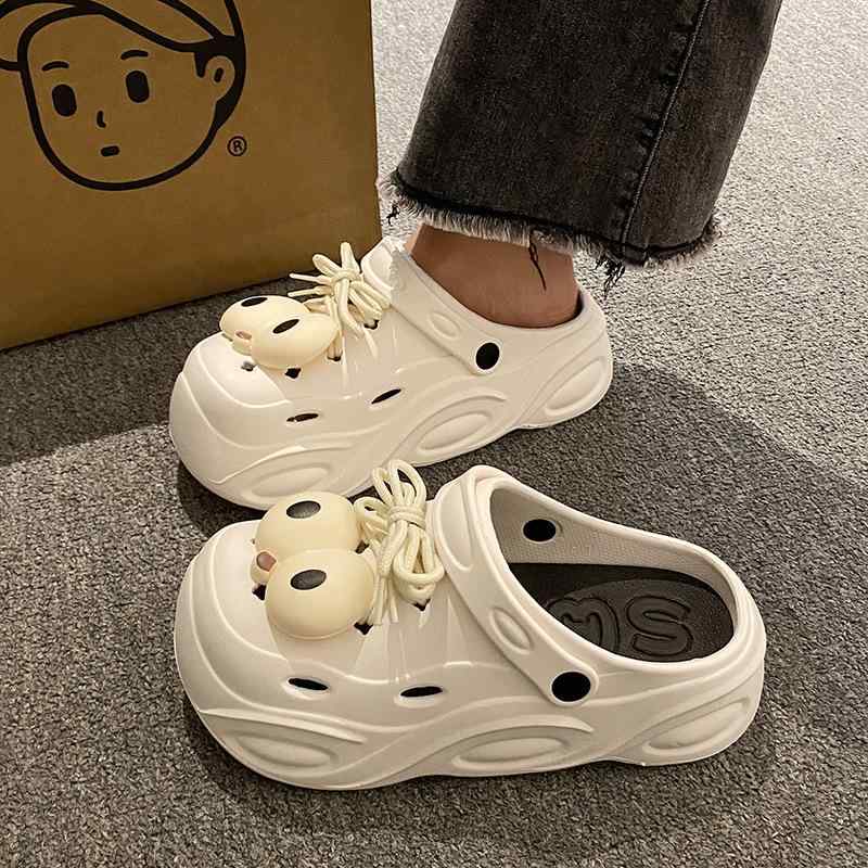 サンダル レディース 厚底 EVA 穴あき スリッパ バックストラップ 6cmヒール ビーチ 普段使い かわいい カジュアル 白 黒 ベージュ(x2)