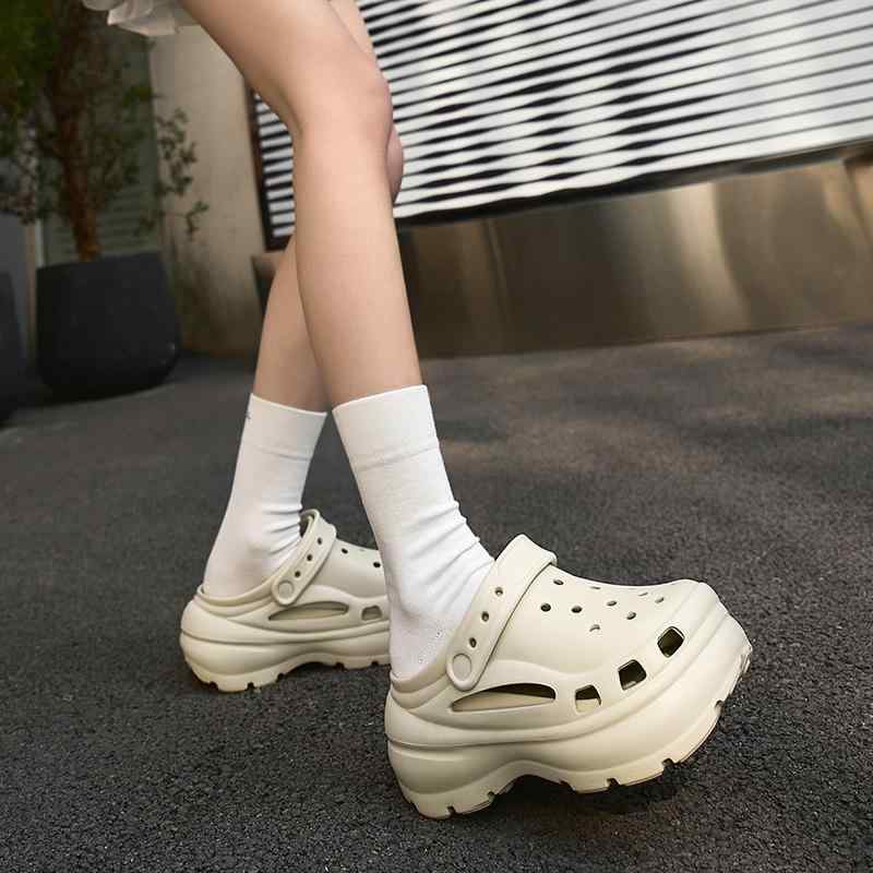 サンダル レディース 婦人 厚底 EVA ビーチサンダル 普段使い 滑り止め 通気性 耐摩耗 カキ色 ホワイト ブラック(x2)