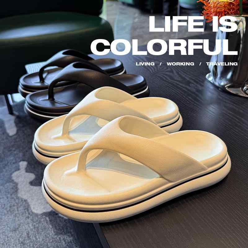 サンダル メンズ 男性用 EVA ビーチサンダル 厚底 滑り止め 草履 鼻緒 普段使い アウトドア 黒 白 ピンク 草緑(x2)