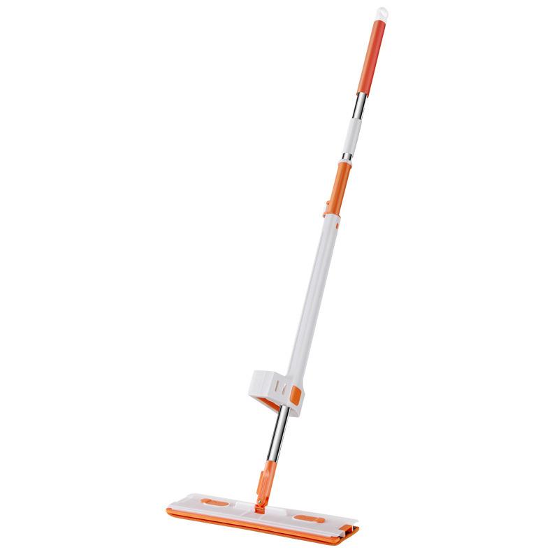 フロアモップ 平板 大判 掃除 モップ 水拭き 乾拭き 両用 極細繊維 オレンジ グレー
