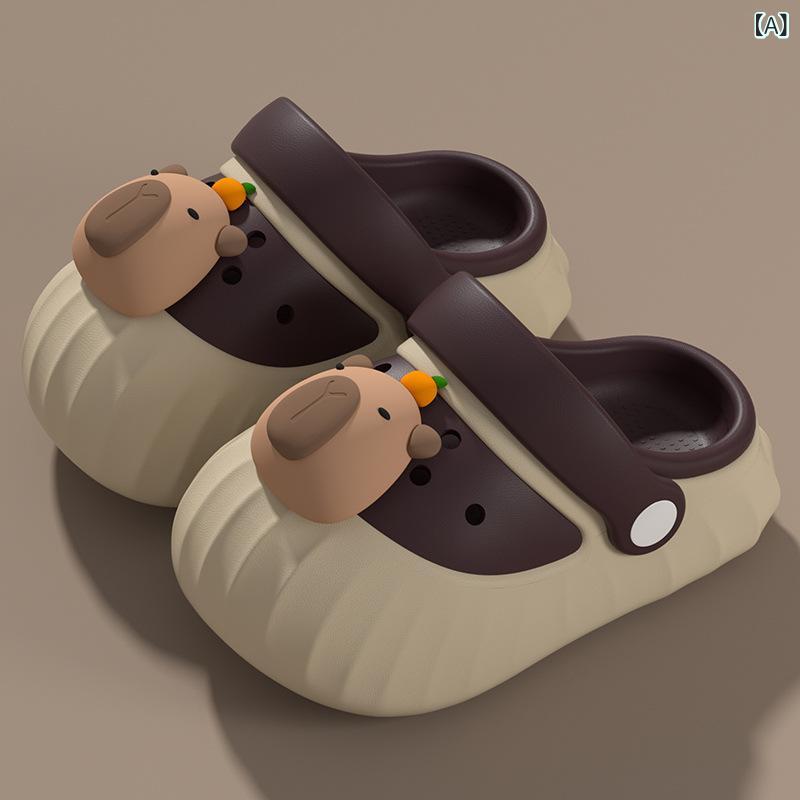 サンダル キッズ 子供 男の子 女の子 カピバラ EVA 滑り止め 室内履き スリッパ 夏 春夏 ピンク系 ブルー グレー 15cm 16cm 17cm 18cm 19cm 20cm