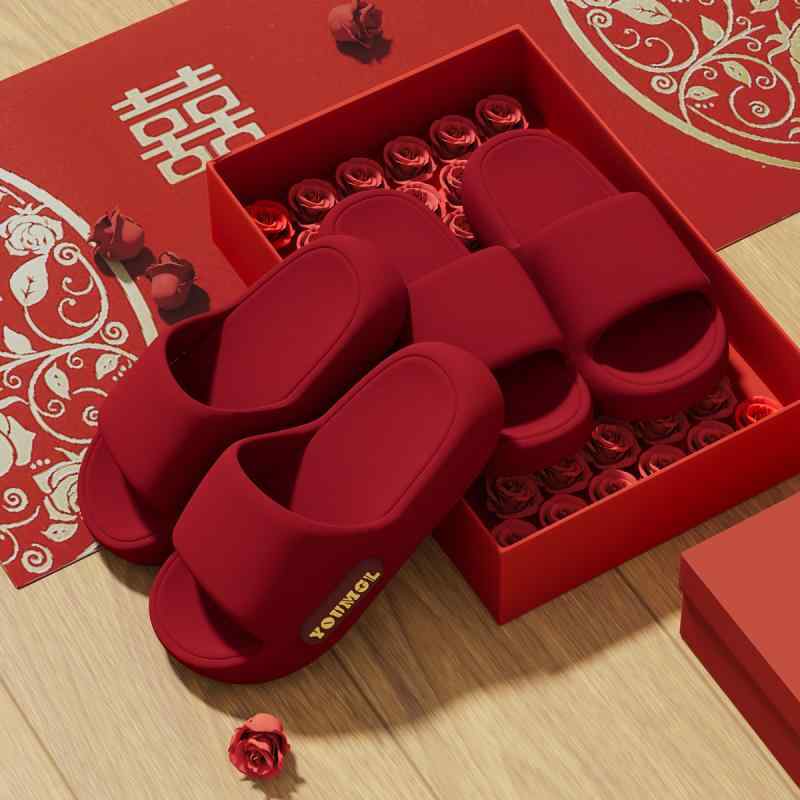 サンダル レディース メンズ 厚底 ウェディング スリッパ ブライダル 結婚式 新婚 夫婦 カップル 赤 ルームシューズ 滑り止め 室内履き カジュアル 普段使い