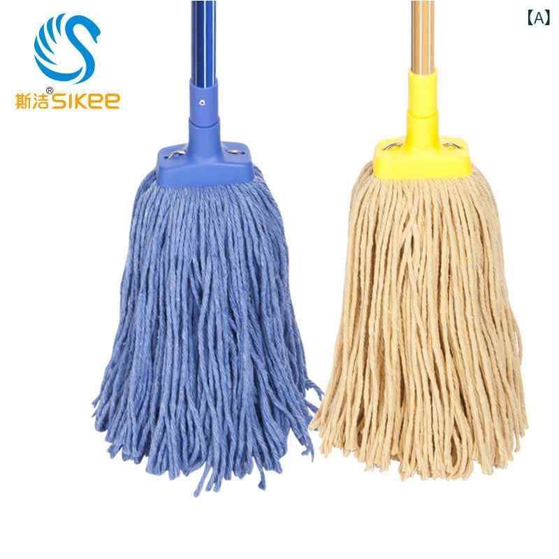 モップ レディース 交換用ヘッド 400g 厚手 綿糸 耐久性 イエロー ブルー