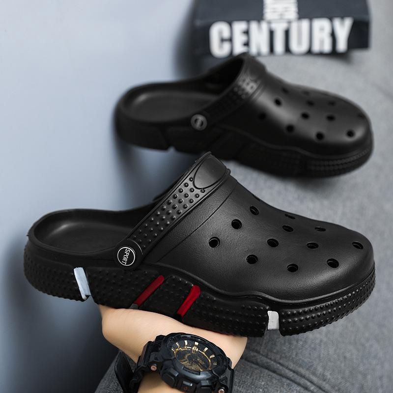 サンダル メンズ 大きいサイズ ガーデンシューズ 穴あき EVA ビーチサンダル スリッパ つっかけ フラットソール 黒 白 グレー カーキ 緑 青 紫