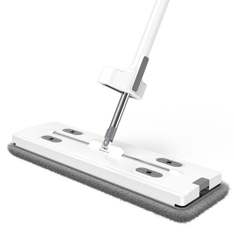 フロアモップ 45cm 平型 ダブルスクレーパー 水絞り ワイド 乾湿両用 手洗い不要 ステンレス製(x24)