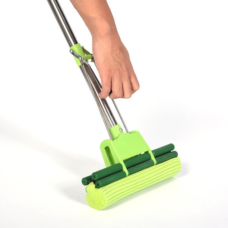 フロアモップ PVA スポンジモップ 伸縮式 水拭きモップ 27cm ブルー ＆ ピンク