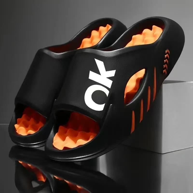 サンダル メンズ 男性用 EVA 厚底 マッサージ ビーチサンダル 滑り止め 耐摩耗 普段使い ルームサンダル 黒 オレンジ 白 緑 グレー ブラック 36 37 38 39 40 41 42 43 44 45 春夏