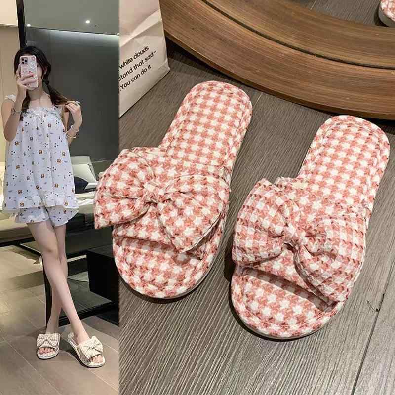 サンダル レディース ぺたんこ 亜麻 リネン スリッパ 軽量 ルームシューズ 室内履き バブーシュ グログランリボン 防臭 通気性 吸湿性 オールシーズン 春夏秋冬 ブラック ホワイト ピンク ネイビー