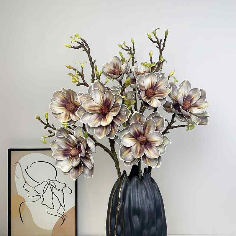 造花 マグノリア 禅意スタイル インテリア雑貨 リビング ダイニング テーブル 装飾 豪華感 フラワー アートフラワー(x6)