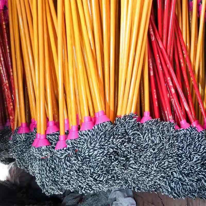 モップ 業務用 家庭用 丸型 綿糸 吸水 木柄 床掃除 清掃 深青(x10)