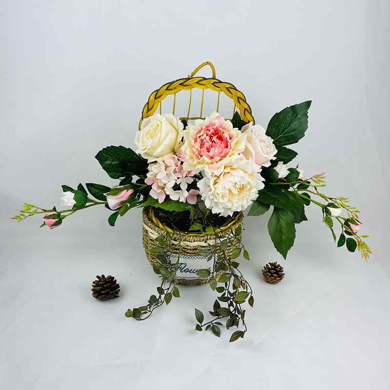 造花 牡丹 アレンジメント 式 模擬 複合 绣球花 布 花束 ホーム ウェディング コーナー 花列 壁掛け