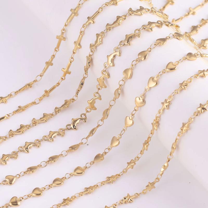 ネックレス レディース ステンレス 真空 チェーン ゴールド 桃 ハート 十字架 五芒星 DIY ペンダント ..