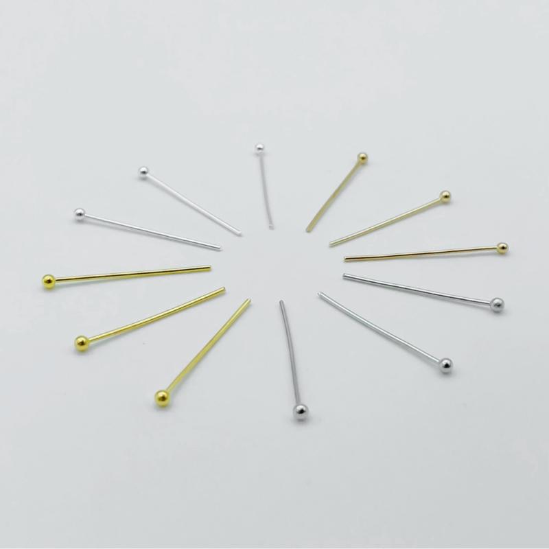 アクセサリーパーツ 銅製 球ピン 丸頭ピン 副資材 DIY用 電気メッキ加工 ゴールド シルバー 白K色 KCゴ..