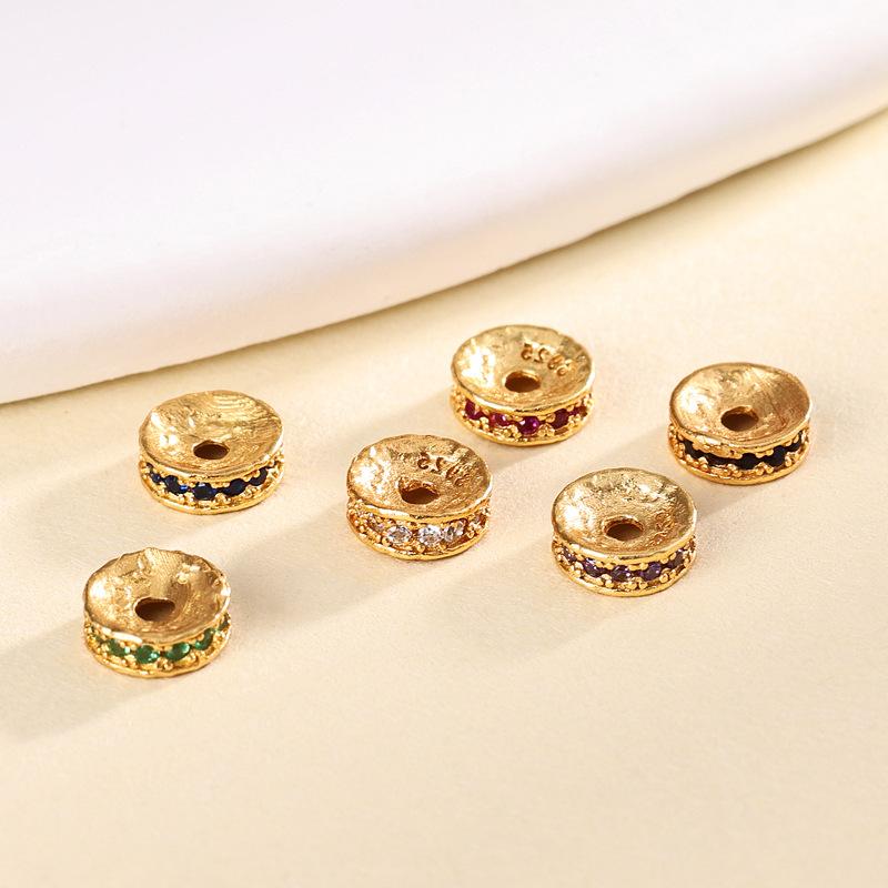 DIYアクセサリーパーツ s925 シルバー ゴールドメッキ カラフル ジルコニア スペーサー 翡翠 銀細工(x5)