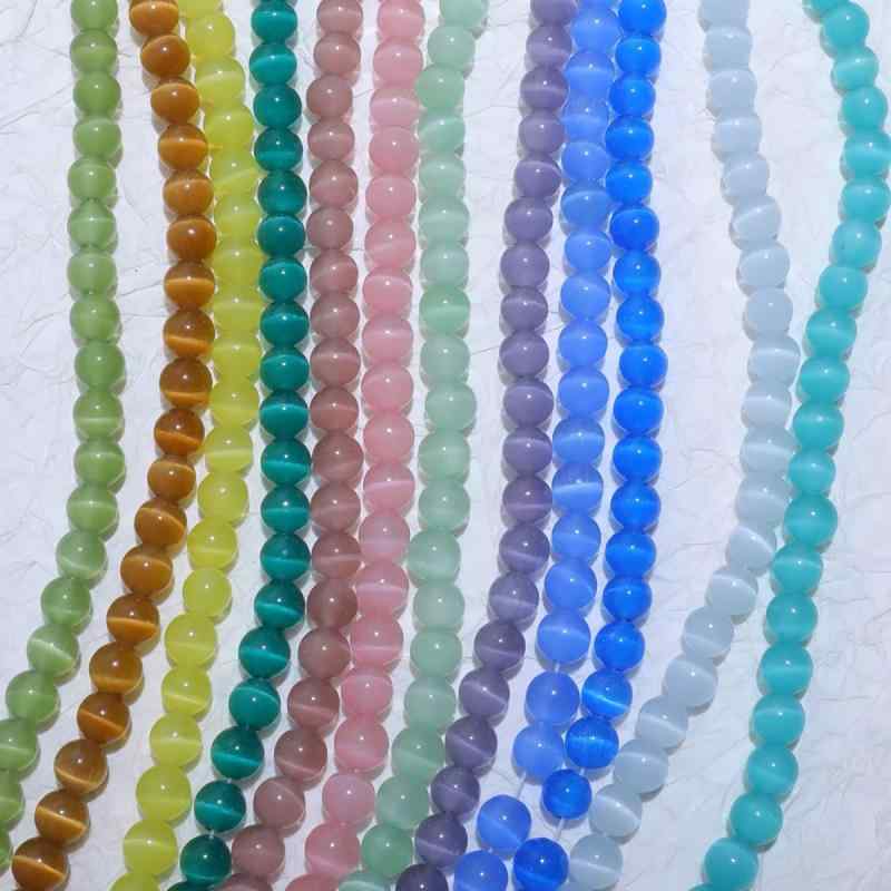 猫眼石 ビーズ パーツ 丸玉 混色 DIY ネックレス ブレスレット アクセサリーパーツ