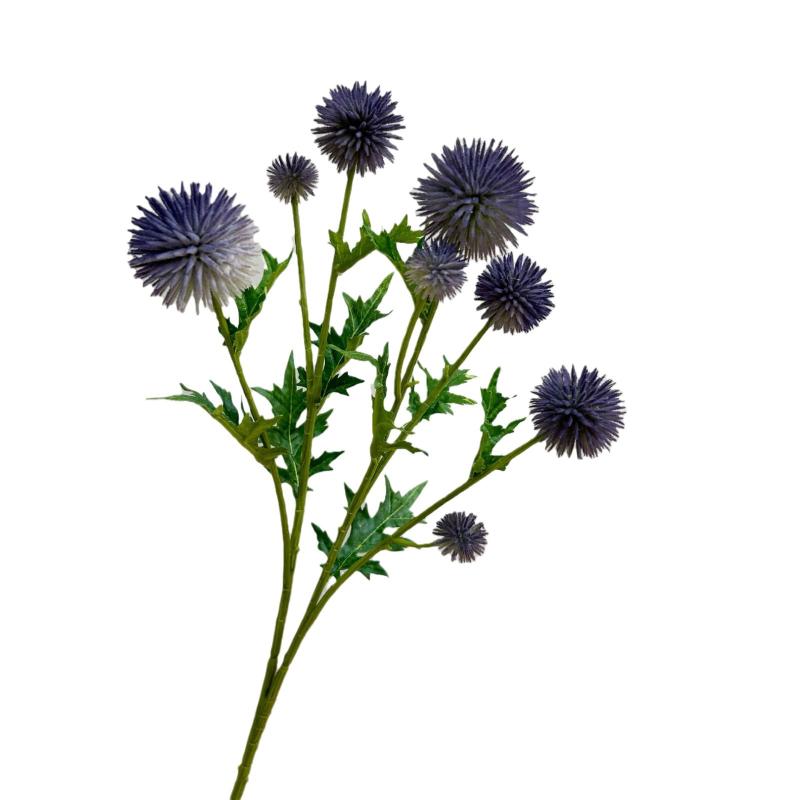 造花 松ぼっくり イガイガの実 タンポポ インテリア 飾り 撮影道具 植毛加工 プラスチック ブルー パープル(x6)