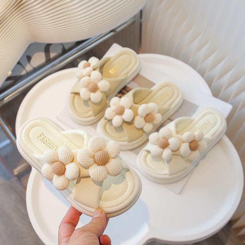 サンダル キッズ 女の子 花柄 涼しい 滑り止め 履きやすい ルームシューズ かわいい ローマ風 サンダル 春夏 カジュアル(x2)