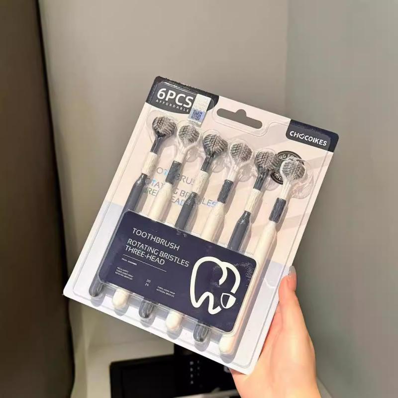 歯ブラシ 大人用 三面ブラシ 口腔ケア 清潔 歯垢除去 コンパクト 6本セット