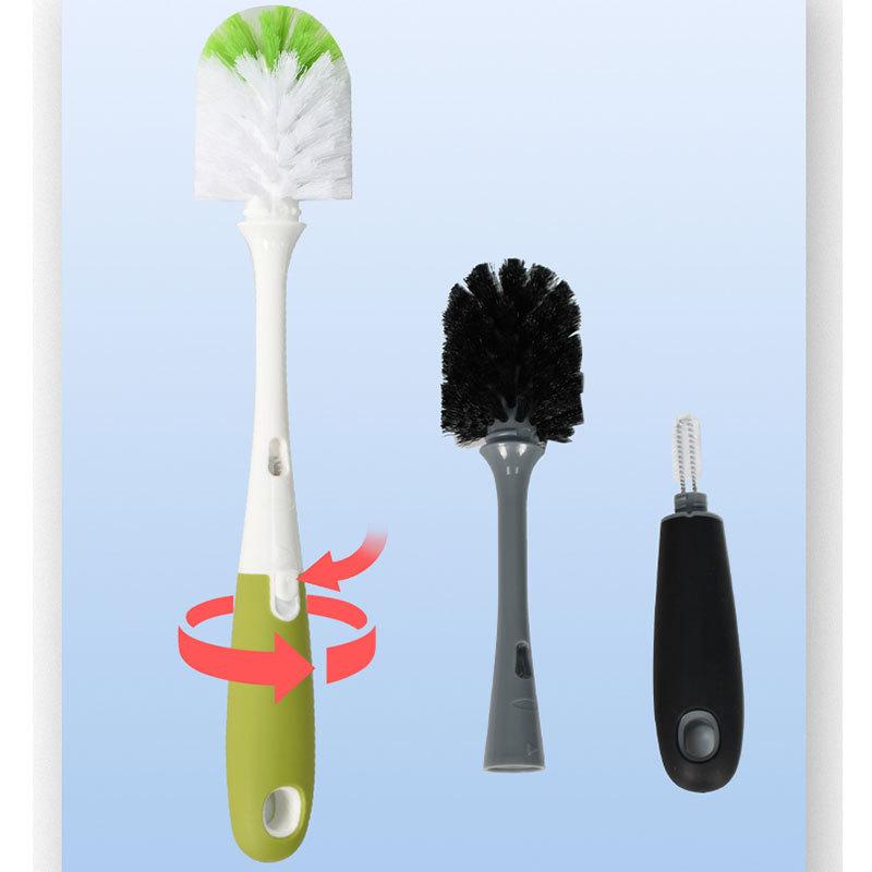 哺乳瓶ブラシ 多機能 カップ蓋 クリーナー セット ロングハンドル 隙間 茶渋落とし ブルー ピンク グリ..