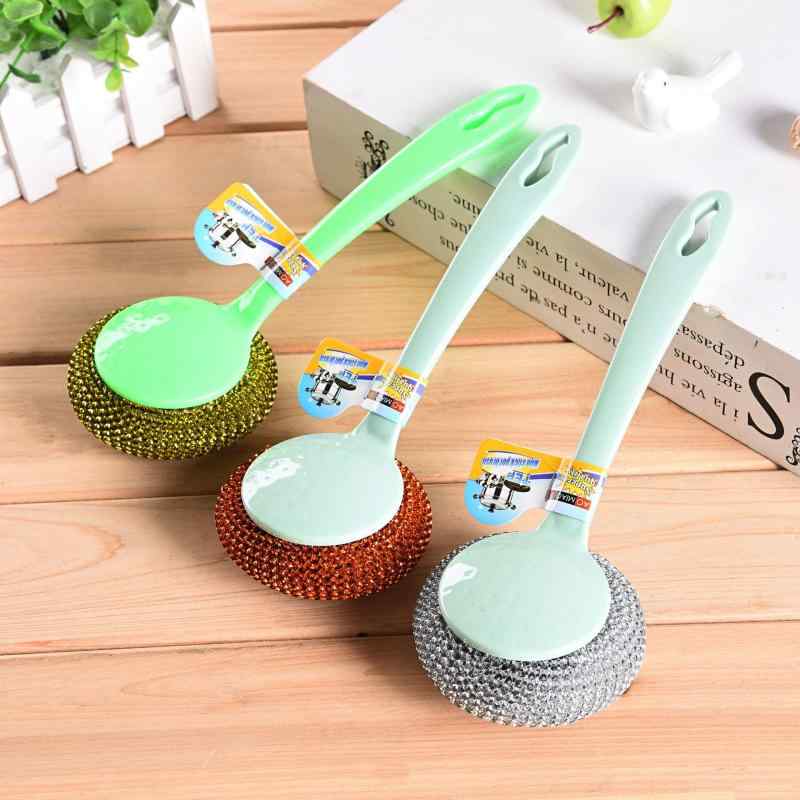 たわし 柄付き 取り外し可能 キッチン 掃除 ブラシ ステンレス PP(x240)