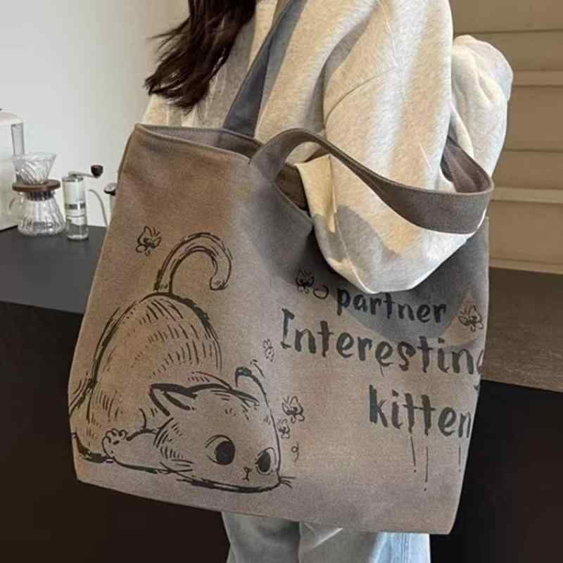トートバッグ レディース 帆布 大容量 通勤 手提げ 肩掛け ショッピングバッグ XL キャンバス 猫柄 プ..