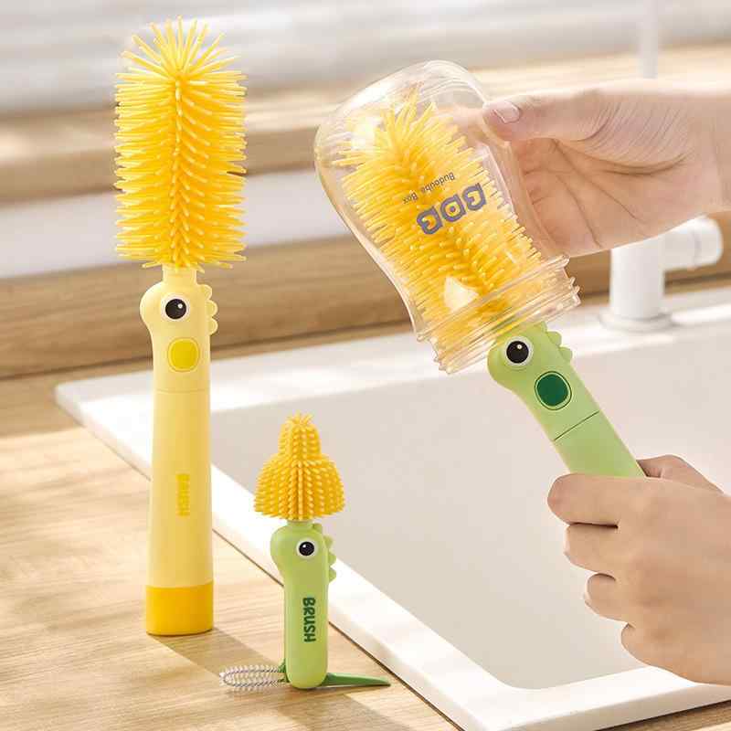 哺乳瓶ブラシ 3点セット 新生児 ほ乳瓶 水筒 ストロー コップ 洗浄ブラシ イエロー グリーン