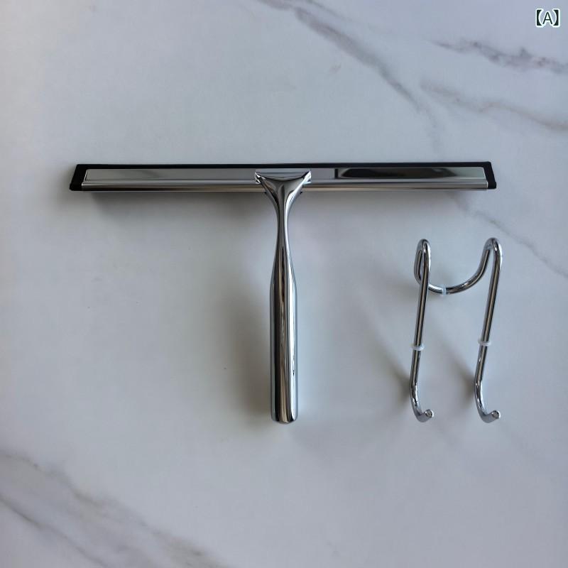 ワイパー ガラスクイジー 窓用スクイジー 浴室用スクイジー ステンレス製 S字フック付き シルバー 黒 ..