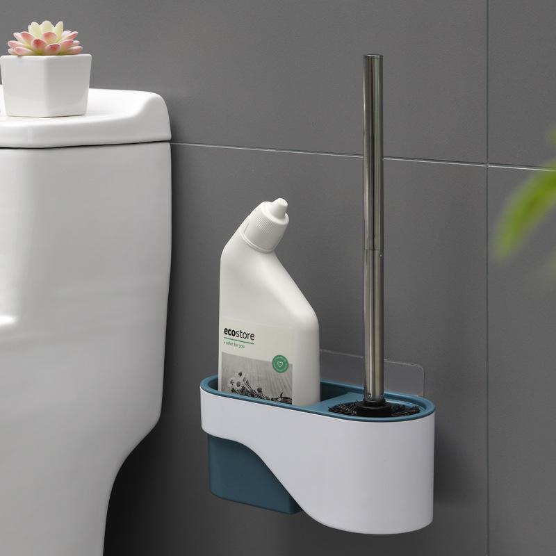 トイレブラシ レディース 壁掛け式 トイレ掃除用品 ダブルレイヤー 収納ケース付き ドリル不要 暗夜グ..