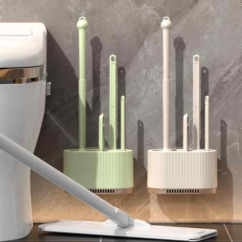 トイレブラシ レディース 壁掛け式 床置き式 2way 多機能 4点セット トイレ掃除 トイレ清掃 コーナーブ..