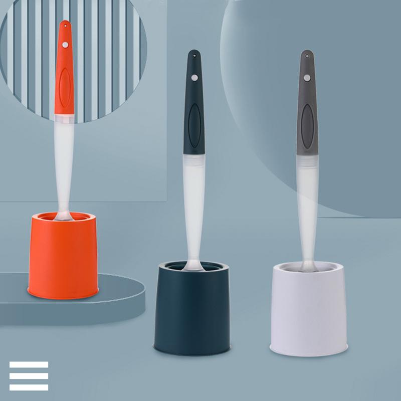 トイレブラシ シリコン 壁掛け式 収納ケース付き トイレ掃除 洗浄 替えブラシ付き 衛生 清潔 ホワイト ..