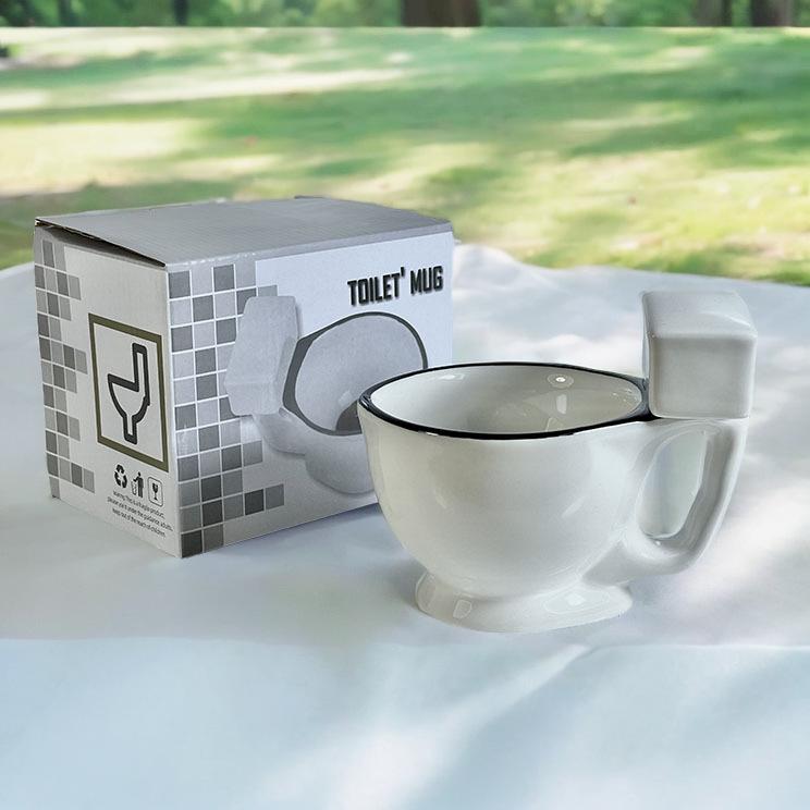 マグカップ おもしろ トイレ型 いたずら 陶器 コーヒーカップ 450ml ホワイト 潮州(x48)