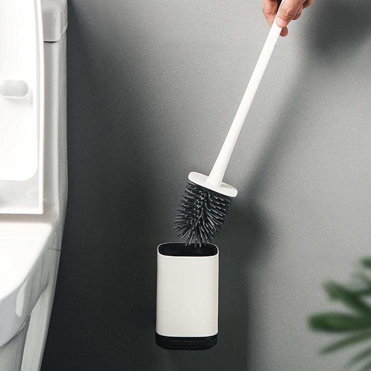 トイレブラシ 壁掛け式 シリコン トイレクリーナー ロングハンドル 掃除ブラシ 衛生用品 白 赤 緑(x2)