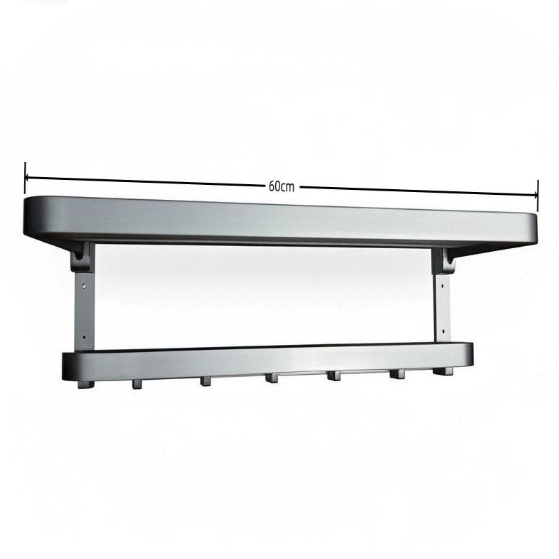 タオルラック セット 浴室用タオル掛け 壁掛け棚 スペースアルミ製 バスルーム収納ラック ガンメタルグ..