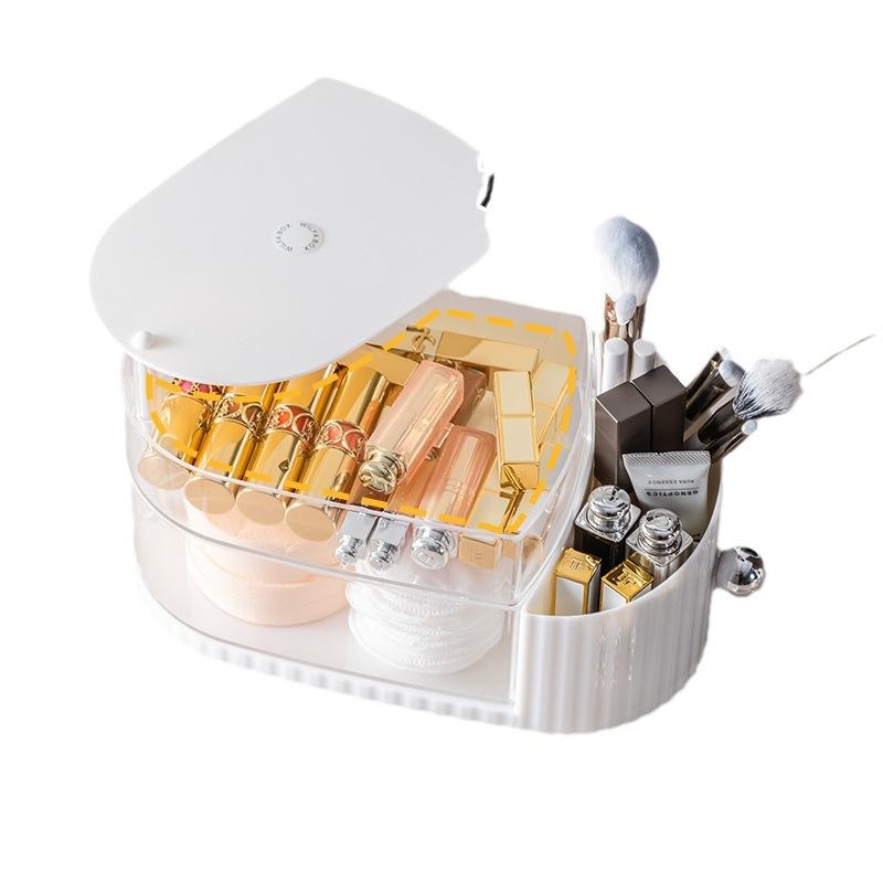収納ケース レディース 卓上収納ボックス 回転式 パフケース メイクブラシケース アクセサリー 小物入..