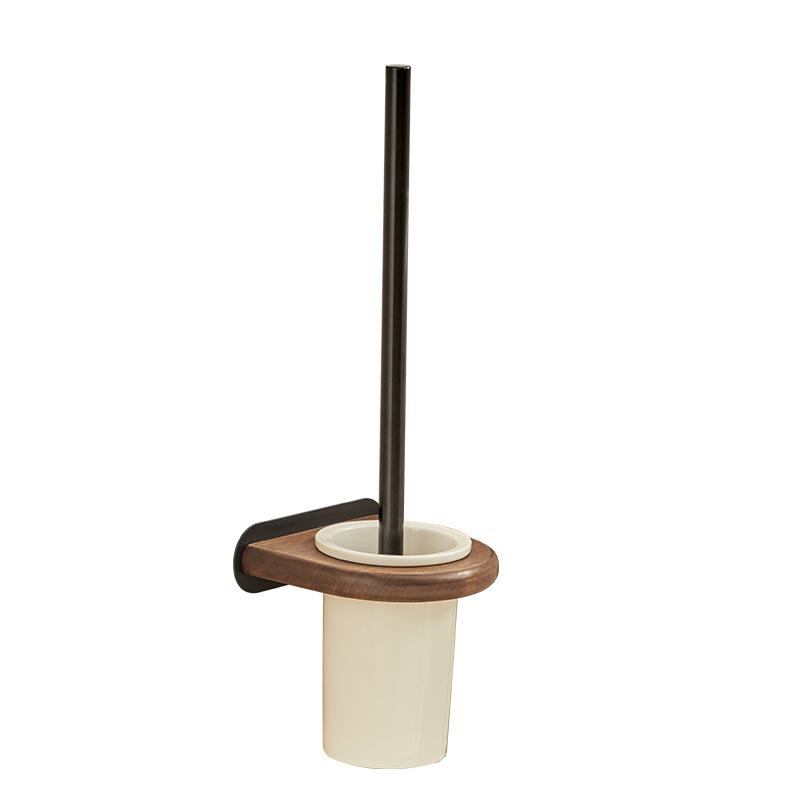 トイレブラシ 木製 トイレブラシセット ホルダー付き 壁掛け式 穴あけ不要 Walnut 胡桃木 トイレ清掃用品