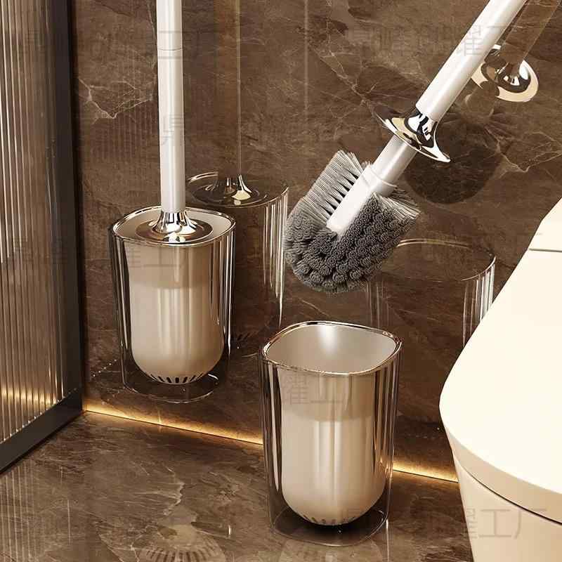 トイレブラシ 壁掛け式 掃除ブラシ 360° 植毛ブラシ 隙間掃除 silver シルバー