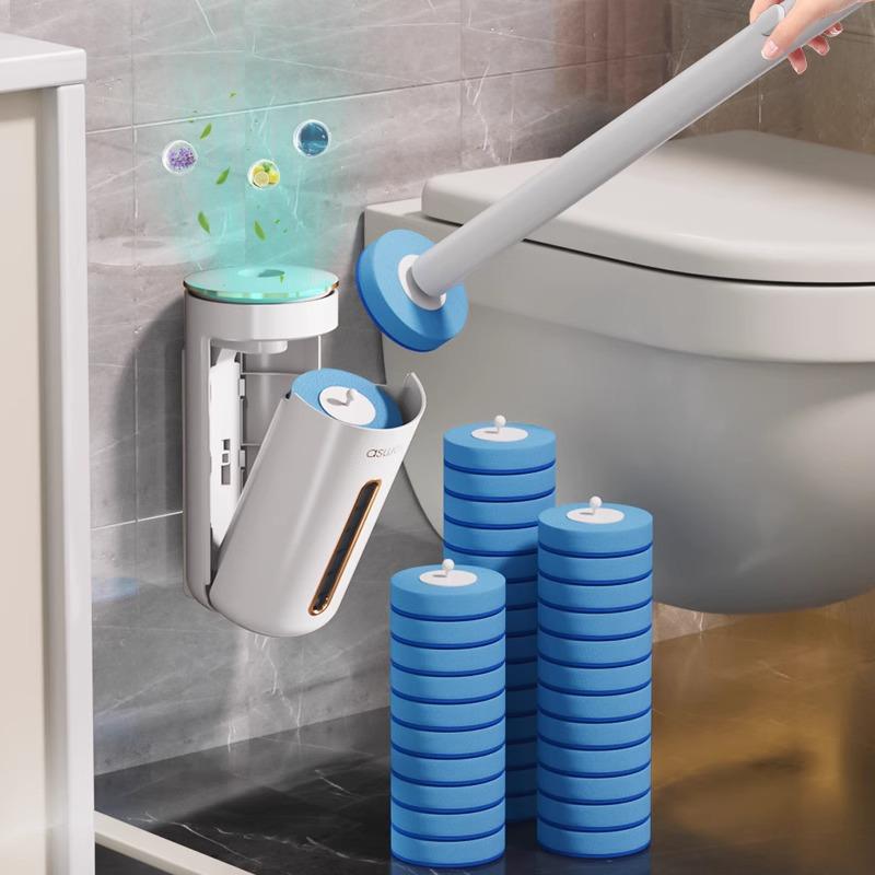 トイレブラシ 使い捨て 壁掛け式 トイレ掃除ブラシ 取替ブラシヘッド プラスチック製 海洋 ラベンダー