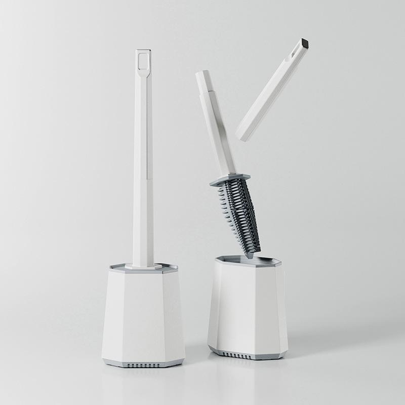 トイレブラシ 壁掛け式 シリコン トイレブラシ デッドスペースなし 掃除ブラシ 浴室掃除用品 月芒白 暗..