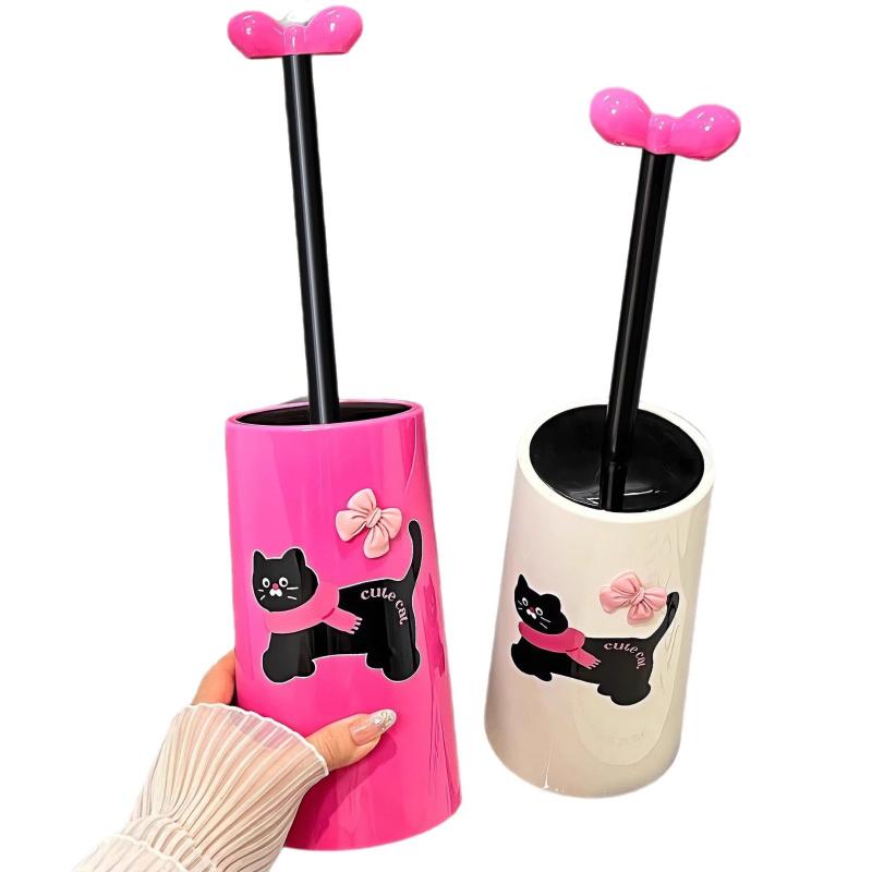 トイレブラシ 洗浄ブラシ トイレ掃除用品 ドーパミン 猫 かわいい トイレ 衛生 奶白 ピンク