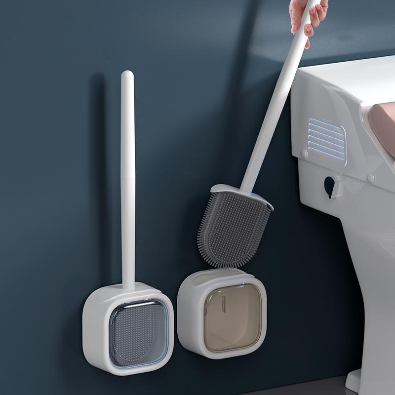 トイレブラシ 壁掛け式 シリコン トイレクリーナー 掃除ブラシ 360度 隅々まで洗える グレー ブルー グ..