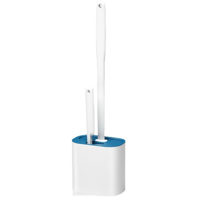 トイレブラシ 壁掛け式 シリコン トイレブラシセット 家庭用 トイレ 洗浄用ブラシ ダブルブラシ ブルー..