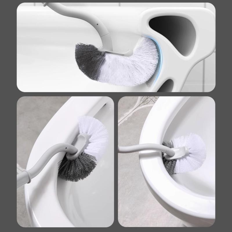 トイレブラシ 和式トイレ用 便器ブラシ 掃除用品 浴室 長柄 軟毛タイプ 白/グレー