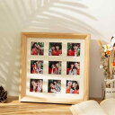 フォトフレーム 子供用 ペア 写真立て ギフト カード付き 立体 正方形 実木 原木色 胡桃色 ホワイト ブラック 卓上 壁掛け リビング 寝室
