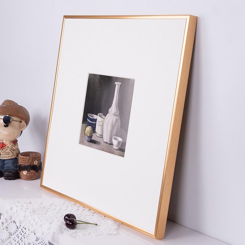 フォトフレーム 正方形 壁掛け 金属製 アルミ合金製 写真立て フレーム 深空灰 チタンゴールド シャン..