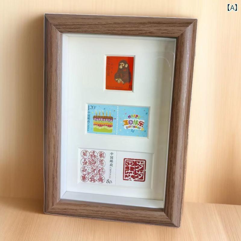 相框 レディース ギフト 記念日 誕生日 記念 郵票 生肖 歳歳平安 木製フレーム 20cm 胡桃色 原木色 黒胡桃色 白木紋 中華風