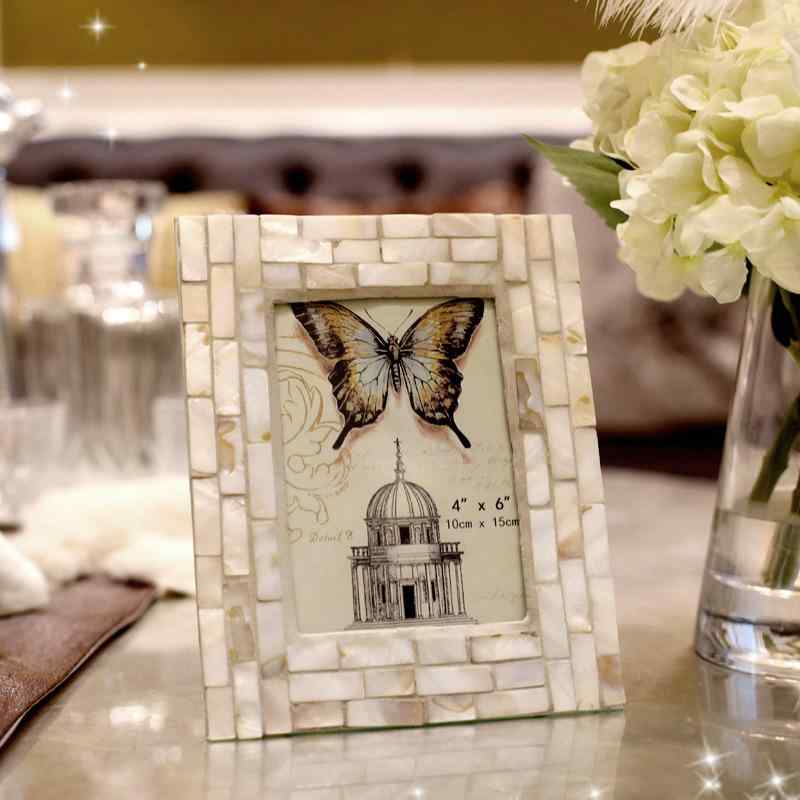 フォトフレーム 子供用地中海スタイル貝殻 写真立て 卓上 飾り 長方形 6寸 7寸 リビング 寝室(x2)