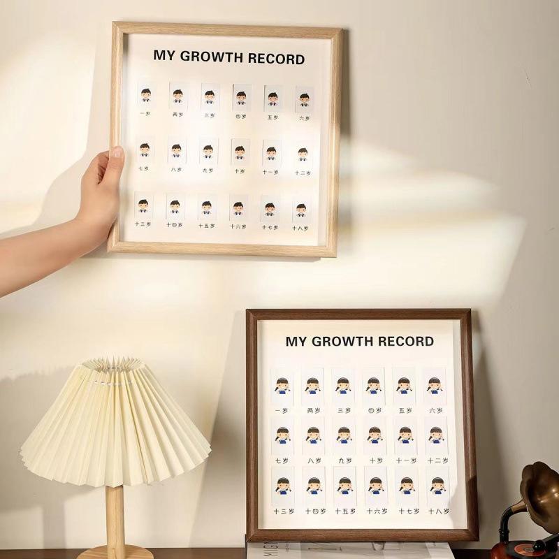 フォトフレーム 子供 赤ちゃん 成長記録 1歳 18歳 誕生日 記念写真 原木色 胡桃色 アクリル製 長方形