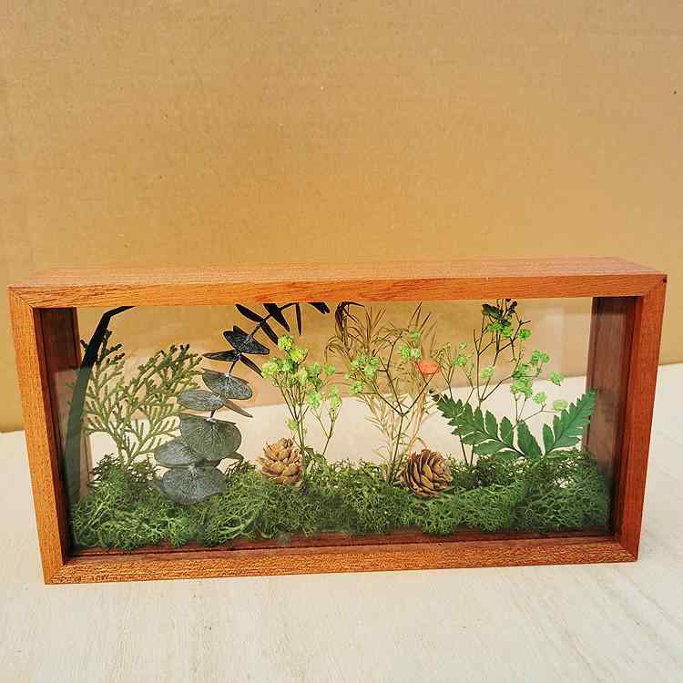 フォトフレーム 木製 立体 DIY ドライフラワー プリザーブドフラワー 植物標本 アクリル 長方形 深色 ..