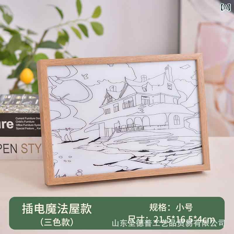 相框 インテリア ライト 木製 調光可能 LED 写真立て 卓上 壁掛け 実木 電気メッキ加工 リビング ベッドルーム 玄関(x5)