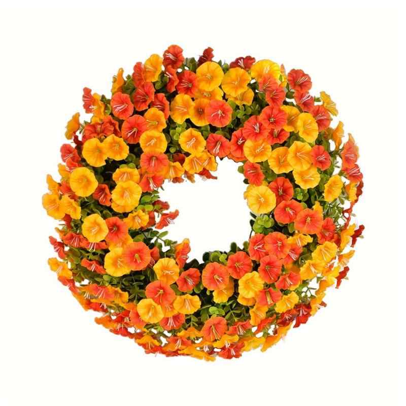 花輪 レディース 造花 ユーカリ デージー 玄関 ドア 結婚式 パーティー イベント 写真撮影 オレンジ イエロー 紫 ピンク ホームデコレーション